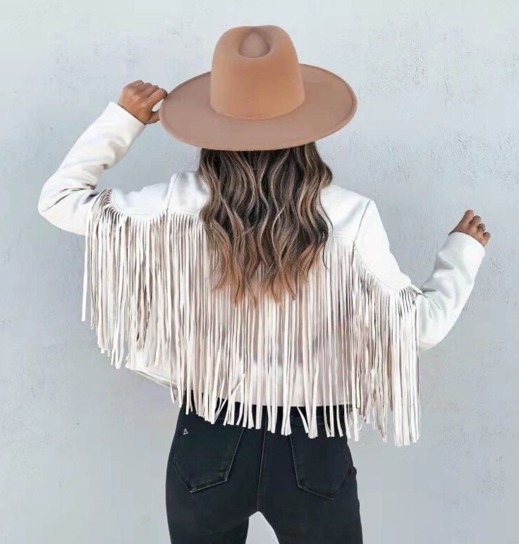 Women's Cropped Fringe Faux Suede Boho Jacket