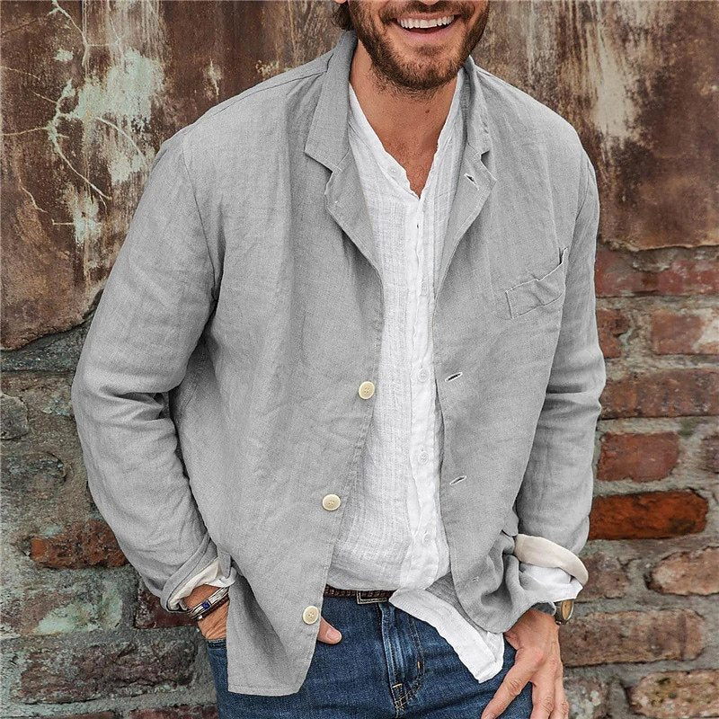 Men's Lightweight Textured Notch Lapel Casual Blazer