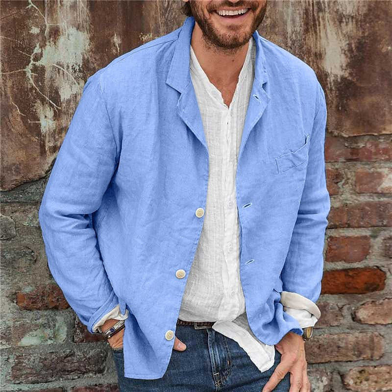 Men's Lightweight Textured Notch Lapel Casual Blazer