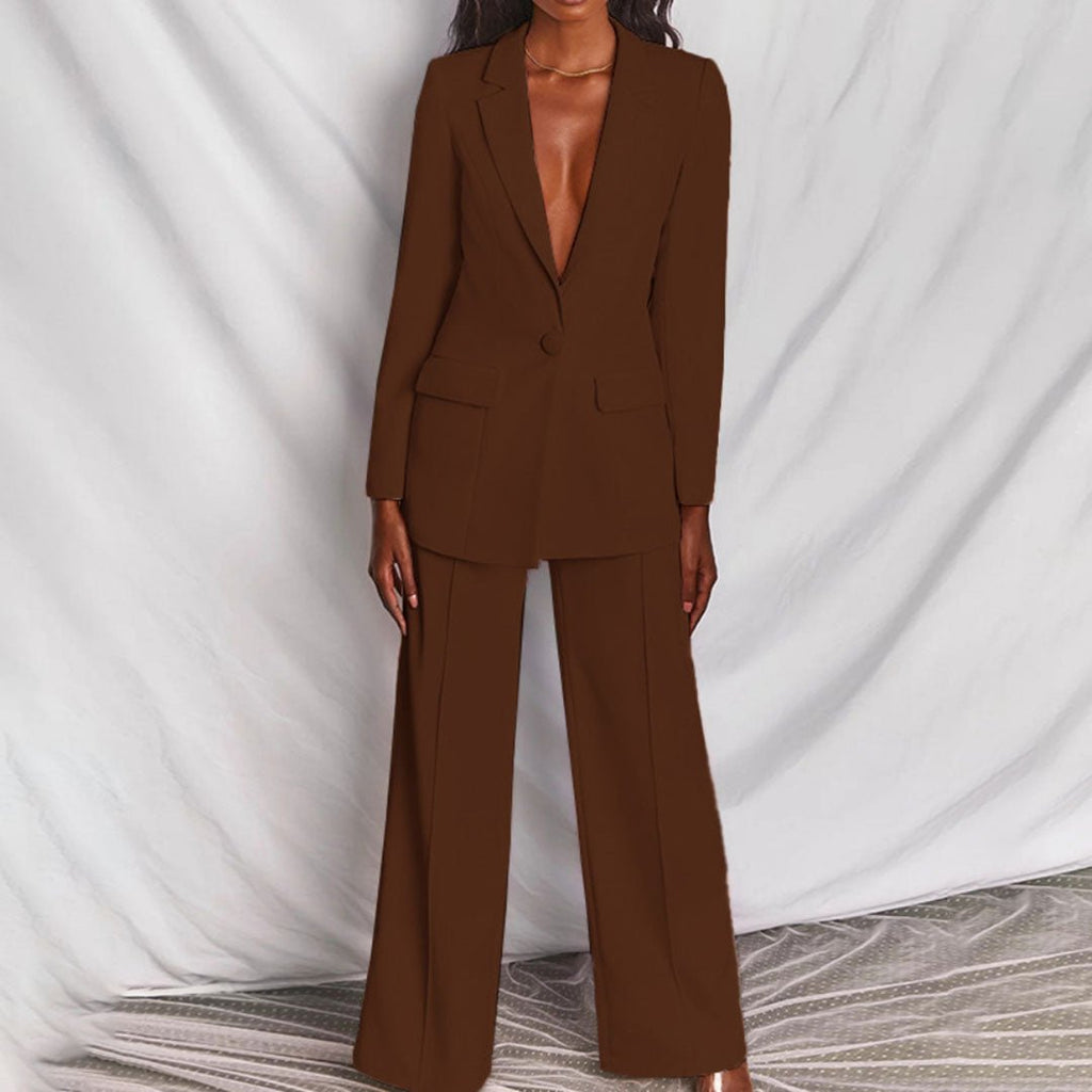 Women’s Single-Breasted Wide-Leg Blazer Set