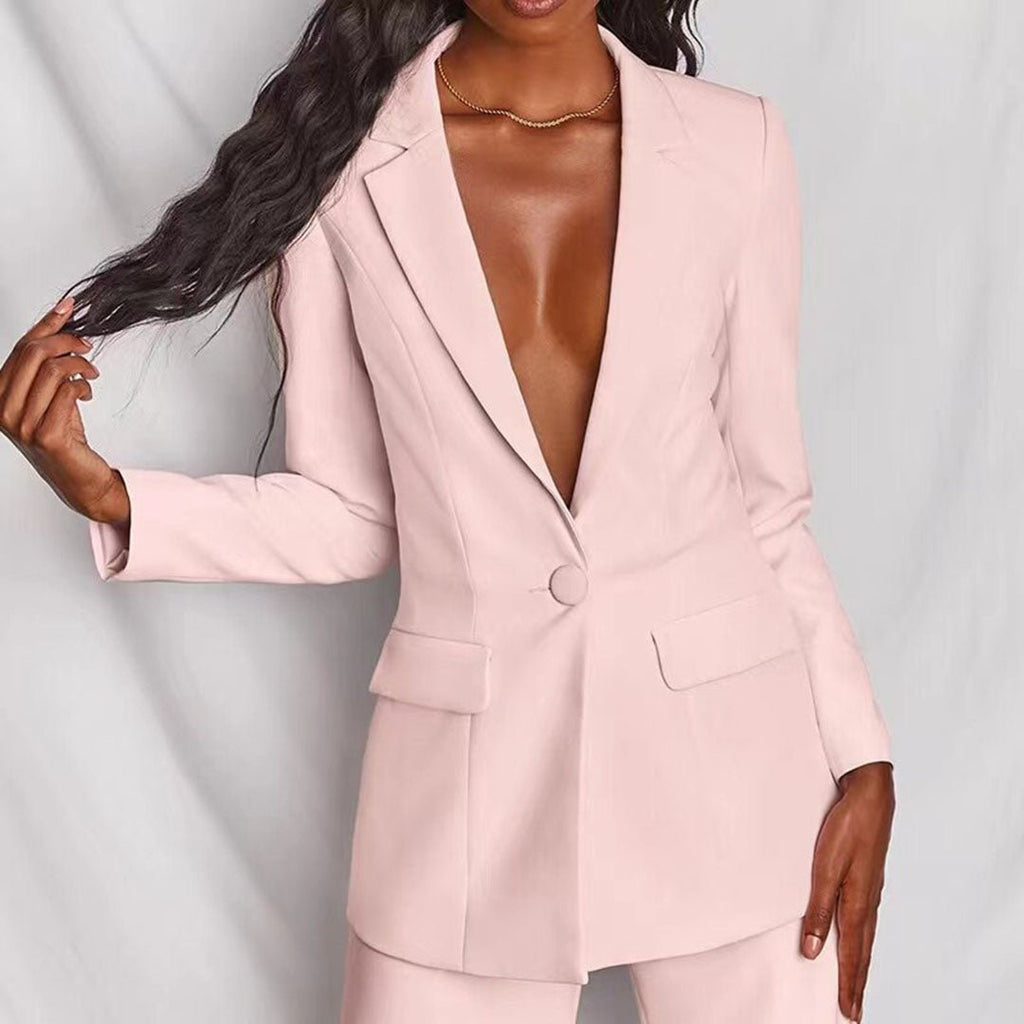 Women’s Single-Breasted Wide-Leg Blazer Set