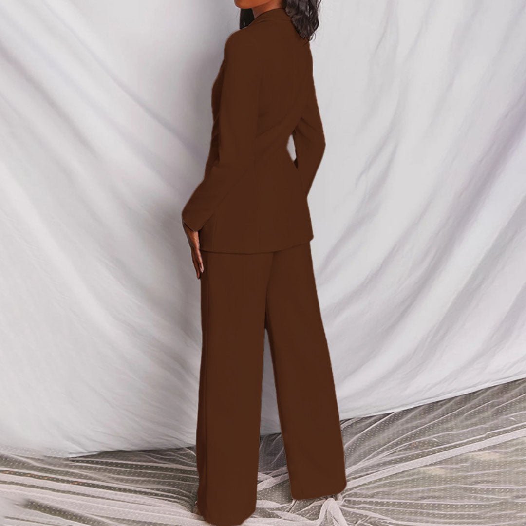 Women’s Single-Breasted Wide-Leg Blazer Set
