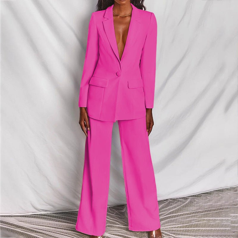 Women’s Single-Breasted Wide-Leg Blazer Set