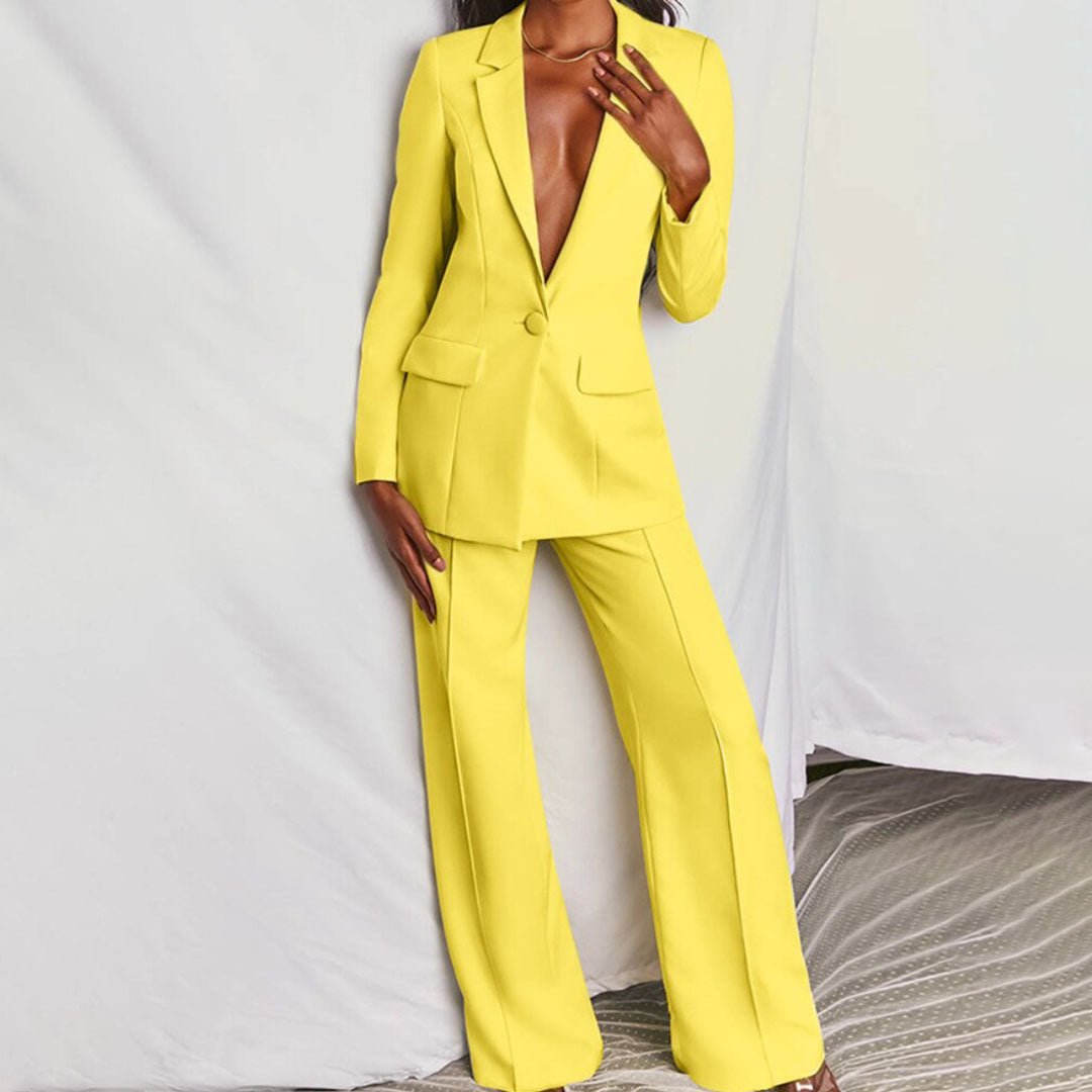 Women’s Single-Breasted Wide-Leg Blazer Set