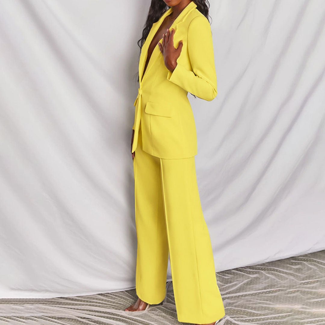 Women’s Single-Breasted Wide-Leg Blazer Set