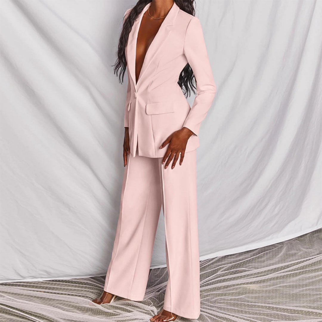 Women’s Single-Breasted Wide-Leg Blazer Set