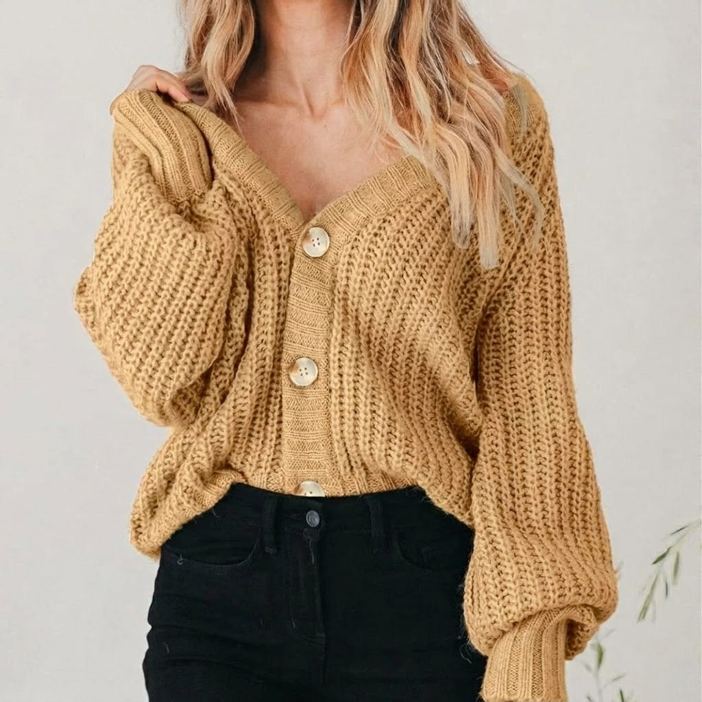 Women's Oversized Balloon Sleeve Cardigan