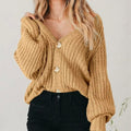 Women's Oversized Balloon Sleeve Cardigan - Khaki