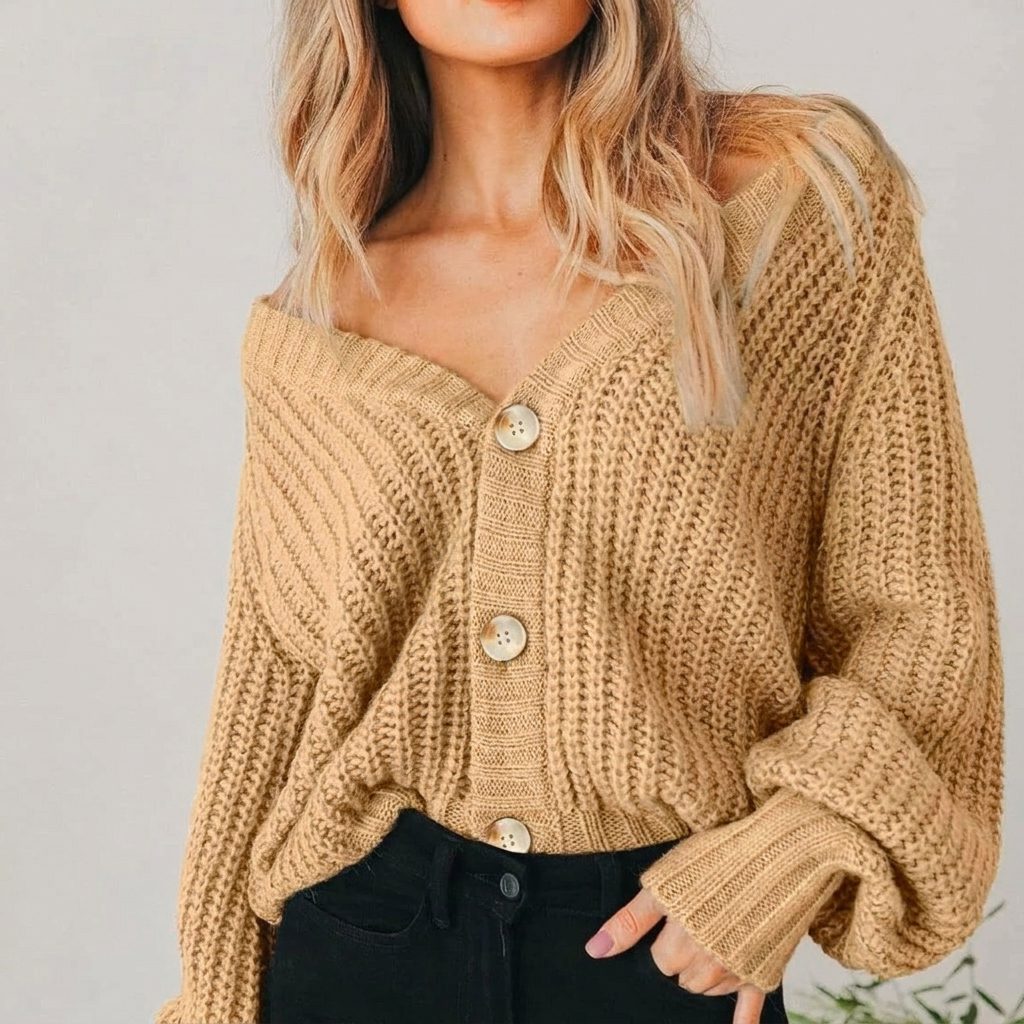 Women's Oversized Balloon Sleeve Cardigan