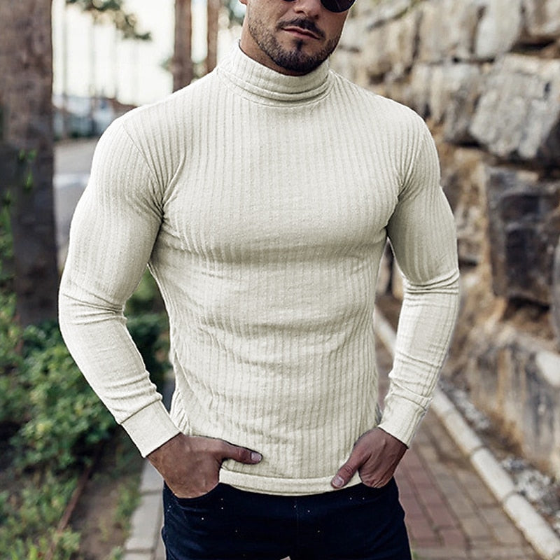 Men's Lightweight Ribbed Turtleneck Sweater