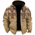 Men's Heritage Pattern Full-Zip Hooded Jacket - Brown