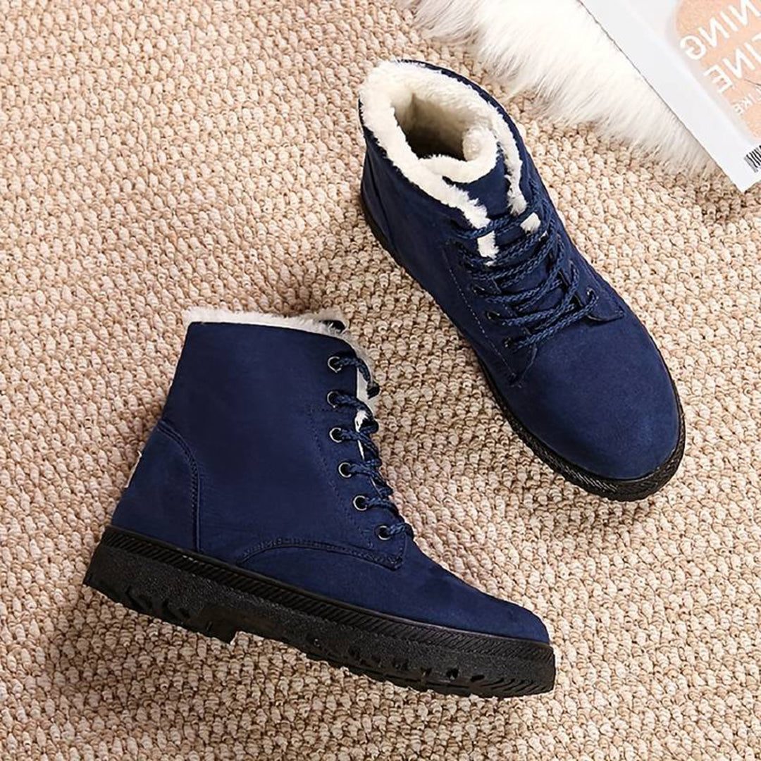 Women's Fleece-Lined Lace-Up Ankle Boots with Grip Sole