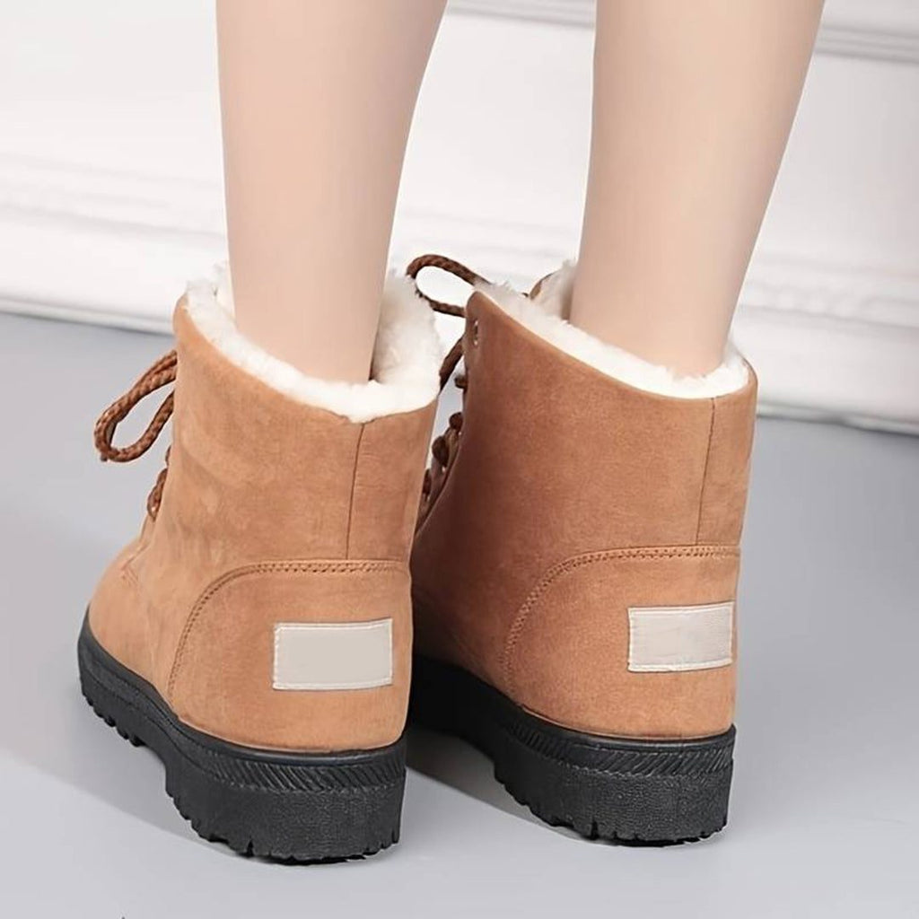 Women's Fleece-Lined Lace-Up Ankle Boots with Grip Sole