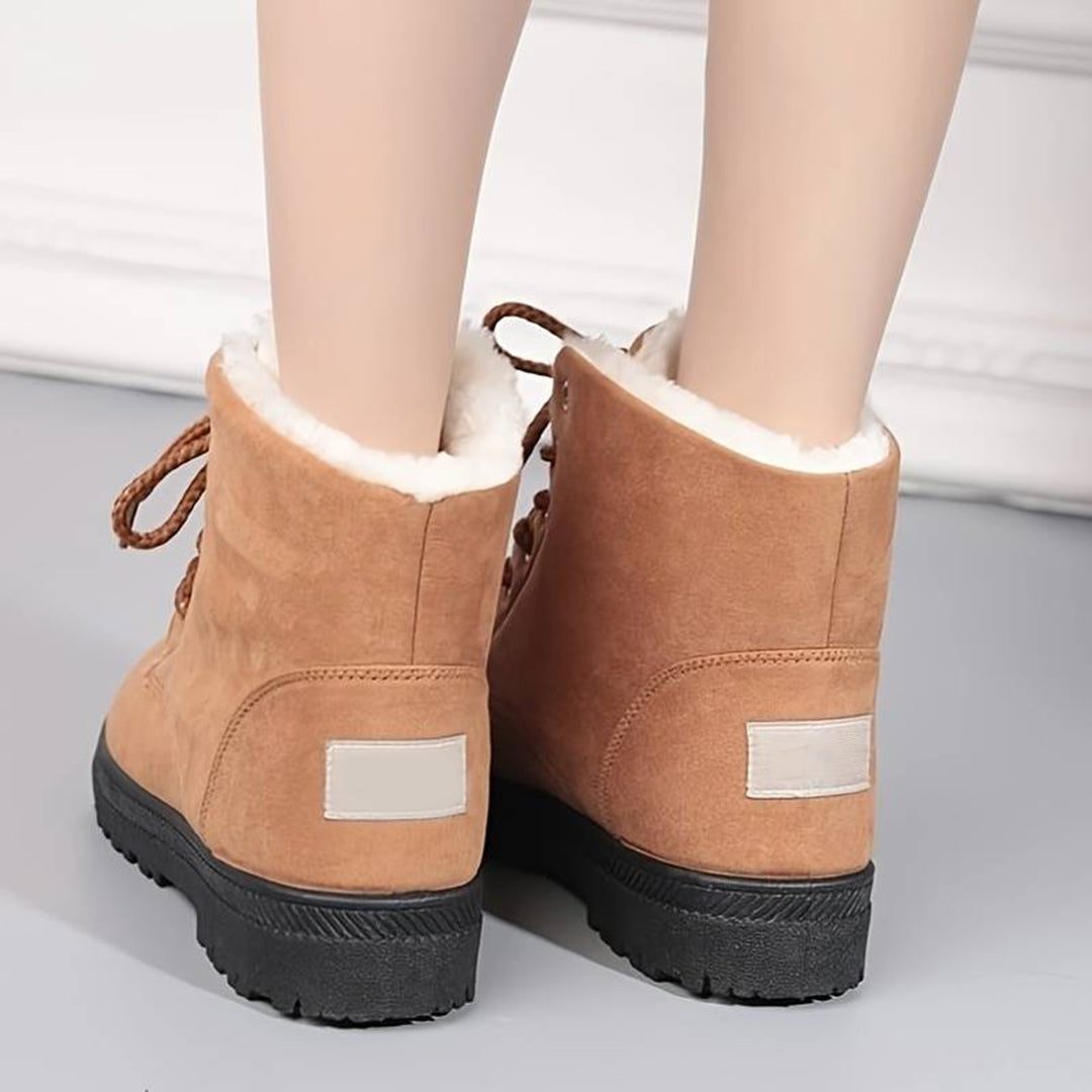 Women's Fleece-Lined Lace-Up Ankle Boots with Grip Sole