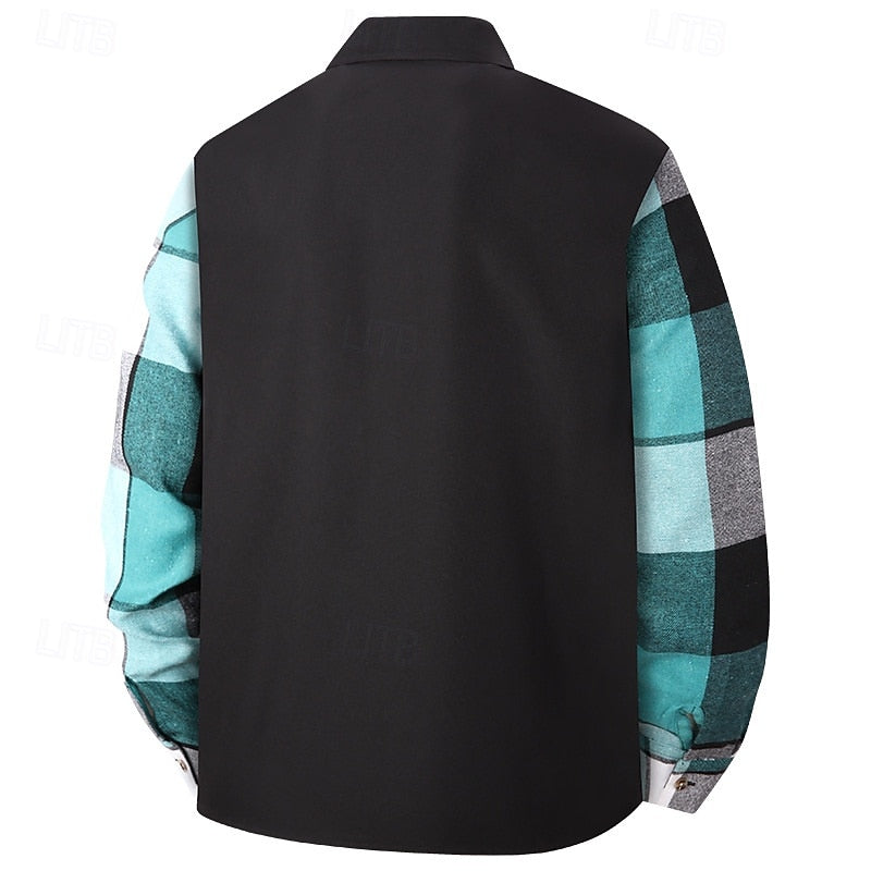 Men's Patchwork Contrast-Panel Shirt Jacket