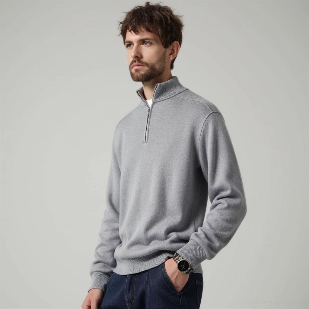Men's Wool Half-Zip Sweater for Winter Layering