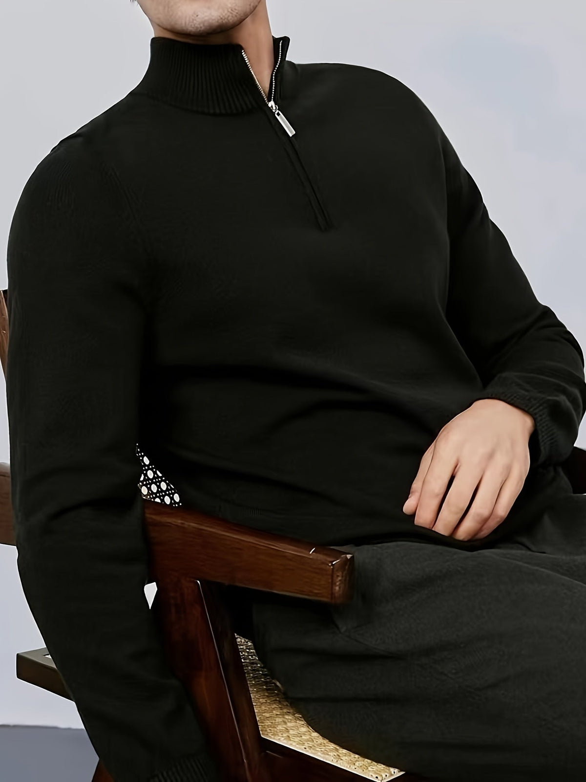 Men's Half-Zip High Neck Knit Sweater