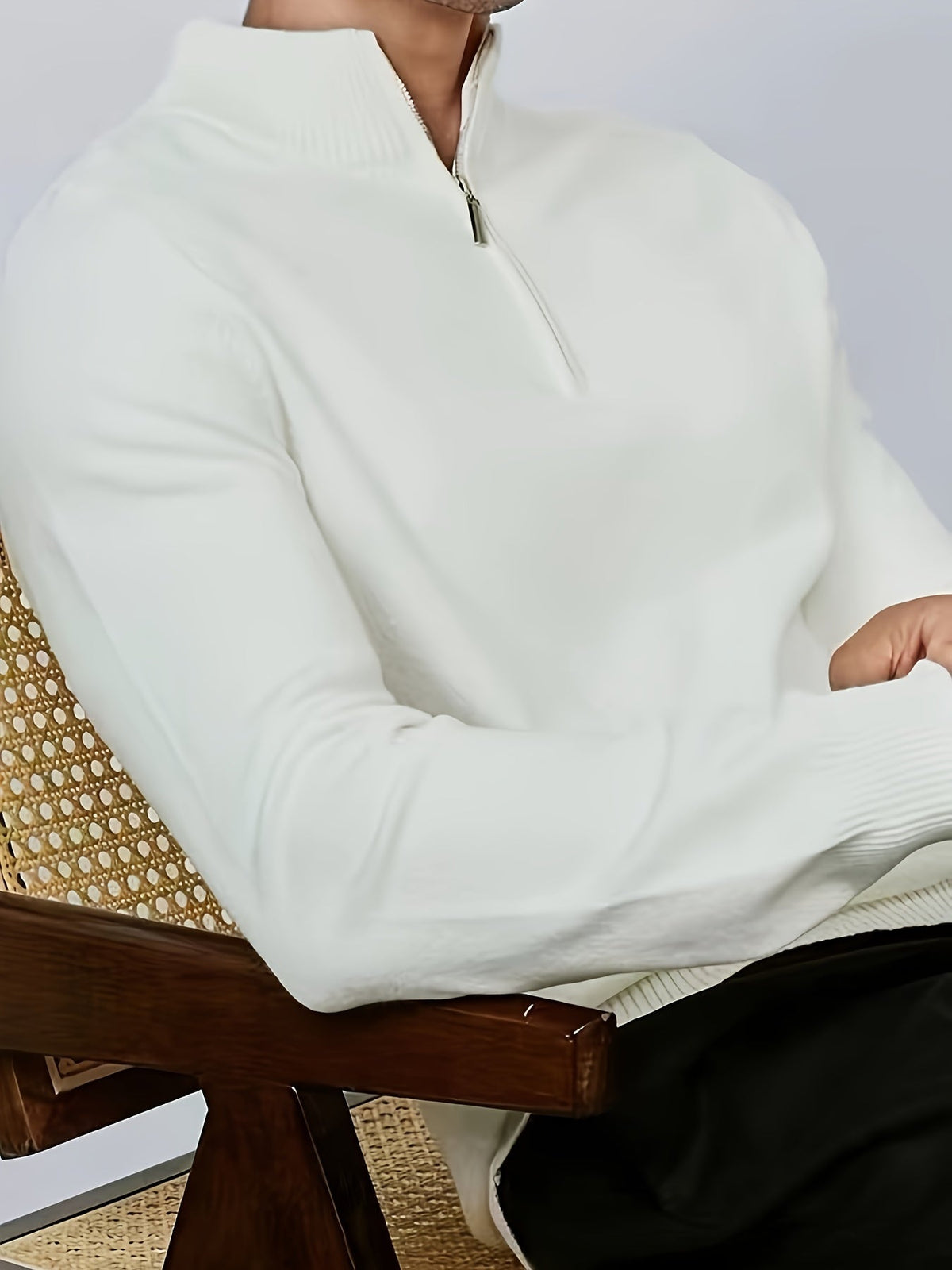 Men's Half-Zip High Neck Knit Sweater