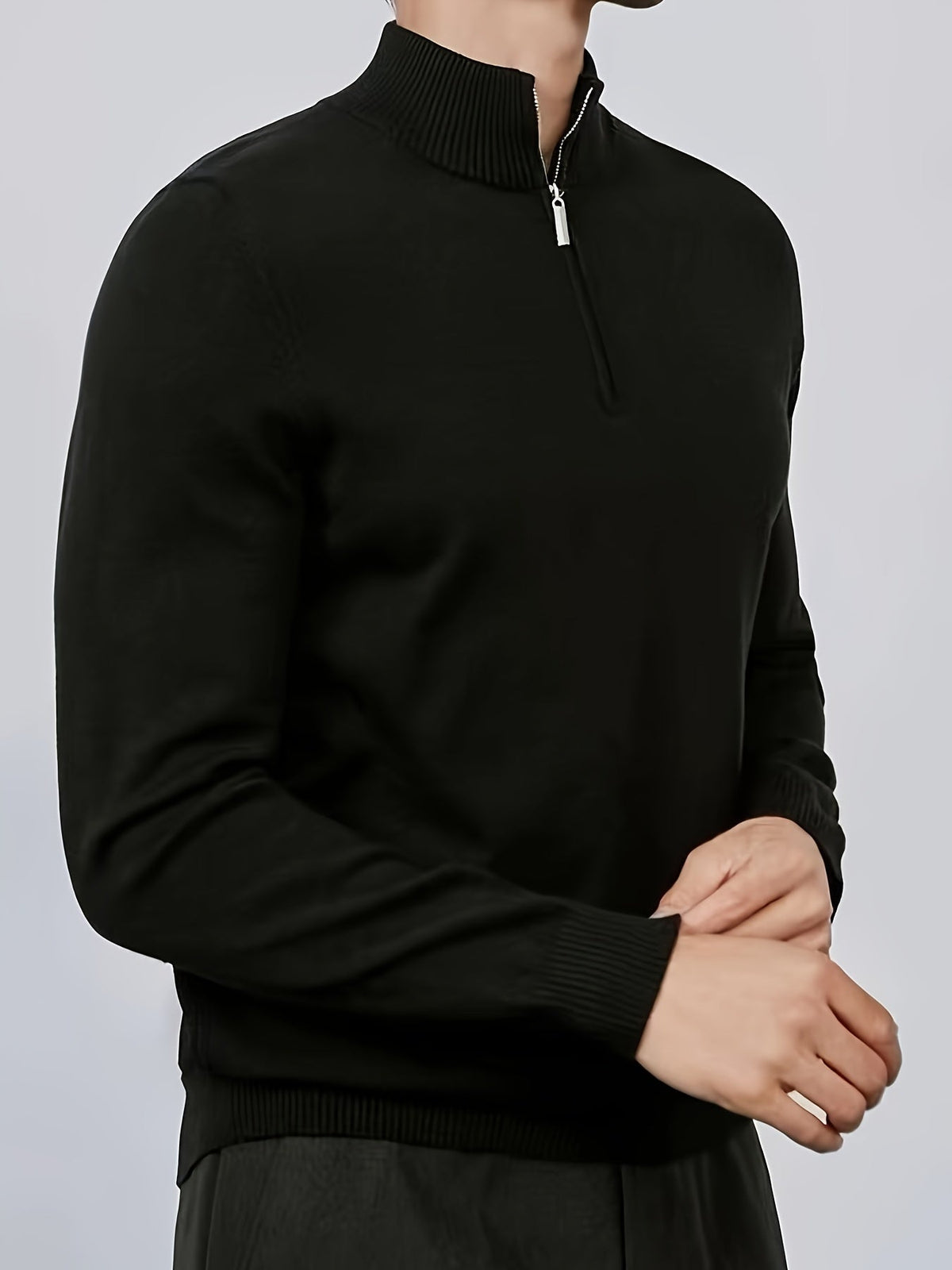 Men's Half-Zip High Neck Knit Sweater