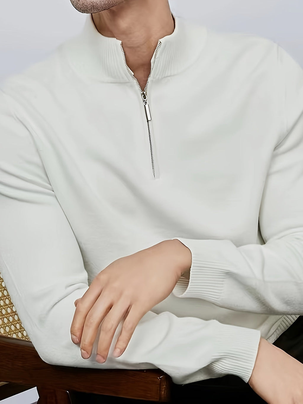 Men's Half-Zip High Neck Knit Sweater