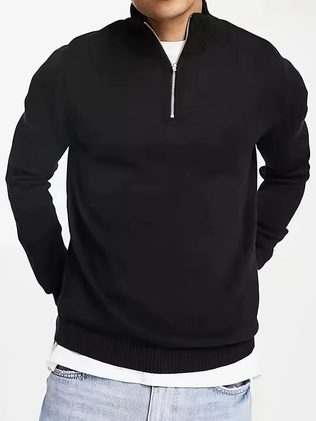 Men's Half-Zip High Neck Knit Sweater