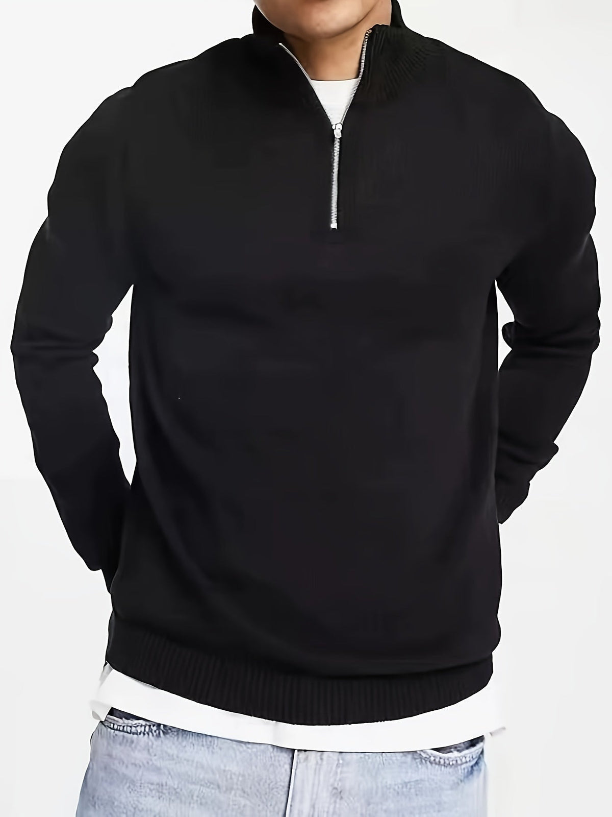 Men's Half-Zip High Neck Knit Sweater