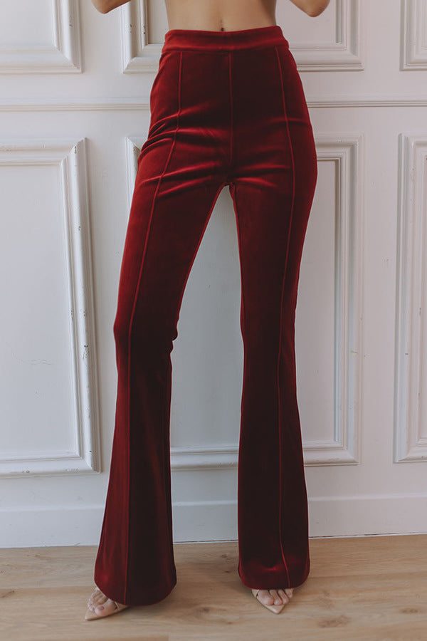 Women's Velvet Blazer Flare Pants Set