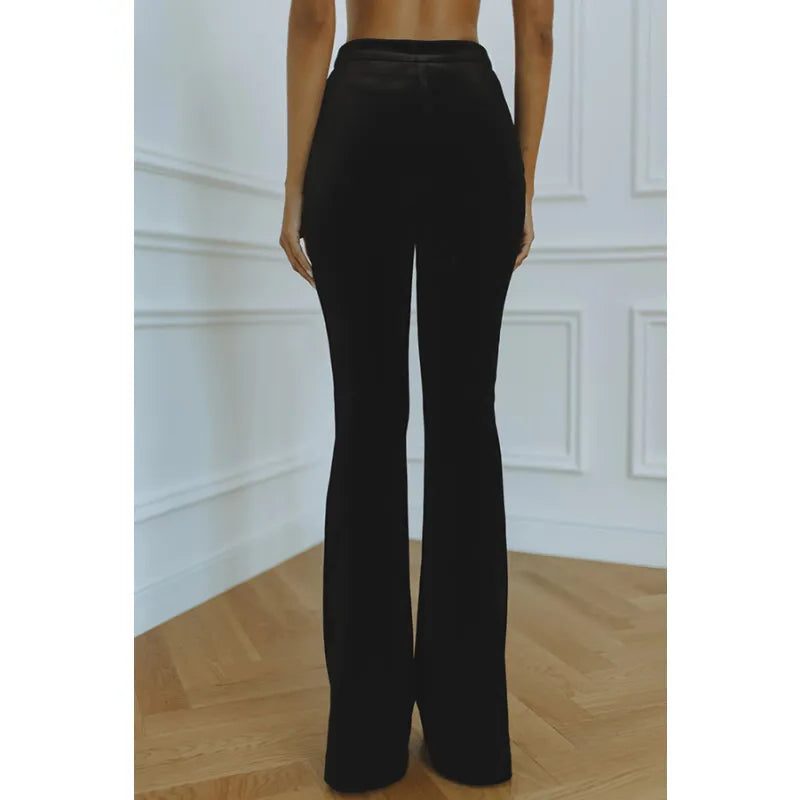 Women's Velvet Blazer Flare Pants Set