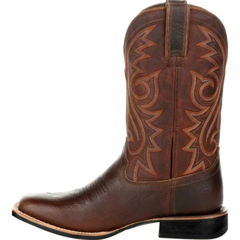 Women's Structured Cowboy Boots with Stitched Shaft