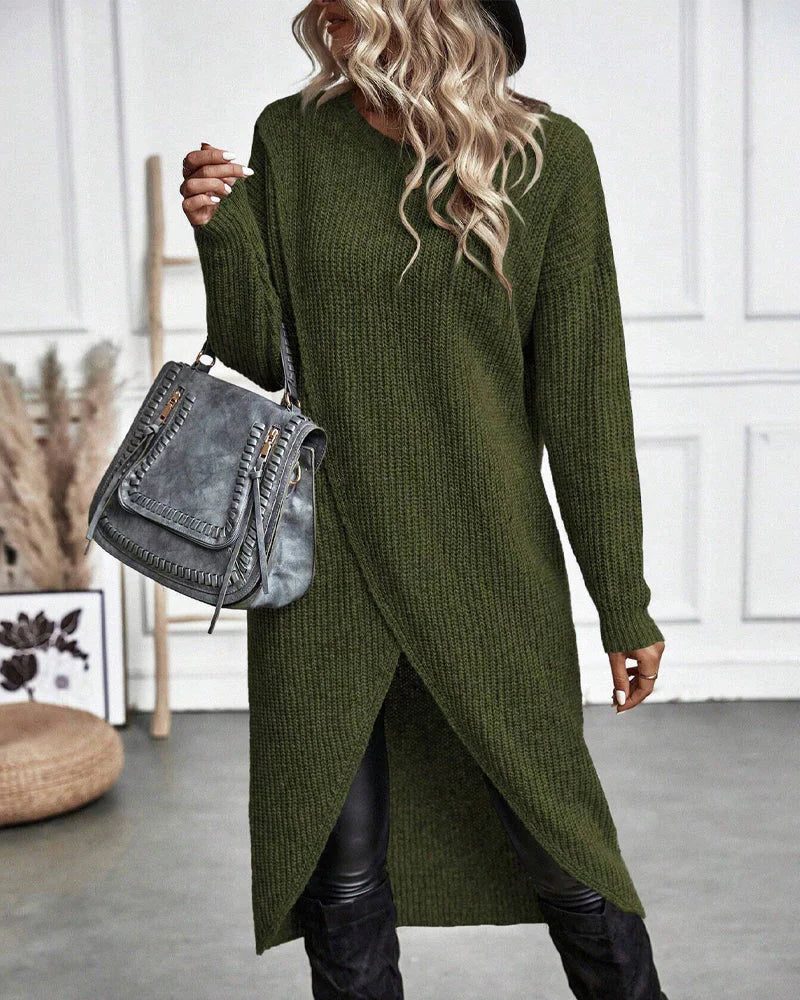 Women's Long Open-Front Ribbed Knit Cardigan