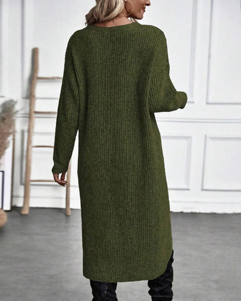 Women's Long Open-Front Ribbed Knit Cardigan