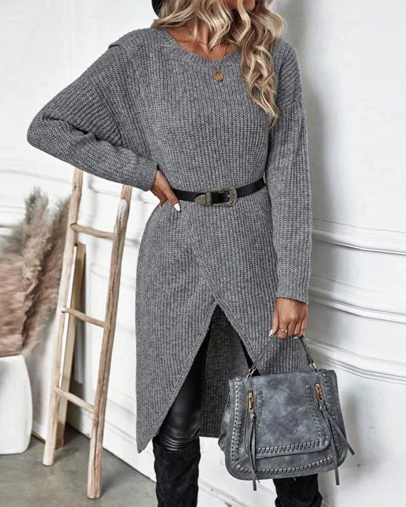 Women's Long Open-Front Ribbed Knit Cardigan