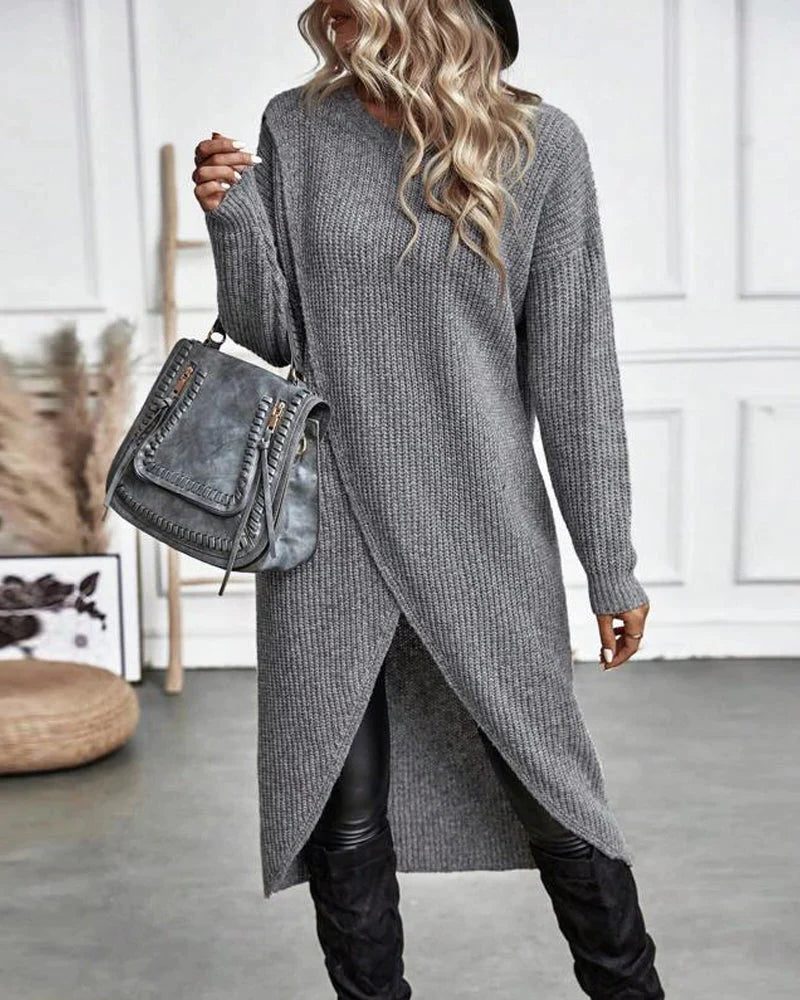 Women's Long Open-Front Ribbed Knit Cardigan
