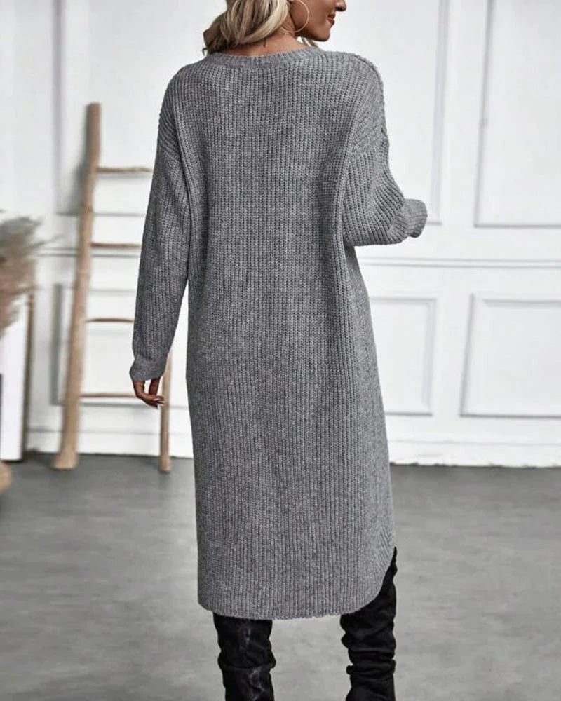 Women's Long Open-Front Ribbed Knit Cardigan