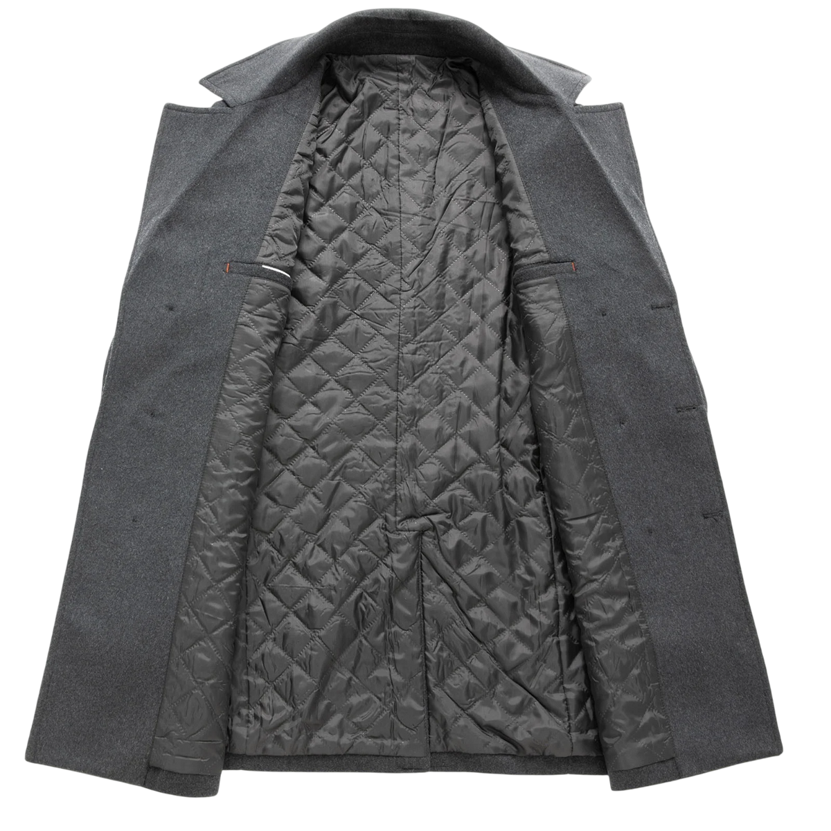 Men's Double-Breasted Tweed Overcoat with Wide Lapels