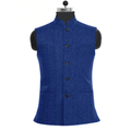 Men's Slim Fit Stand Collar Waistcoat Tailored Heritage Layer - Blue