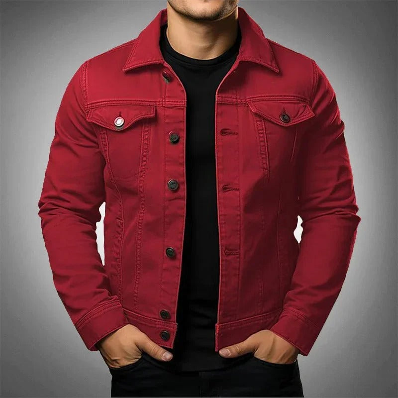 Men's Lightweight Denim Jacket - Red