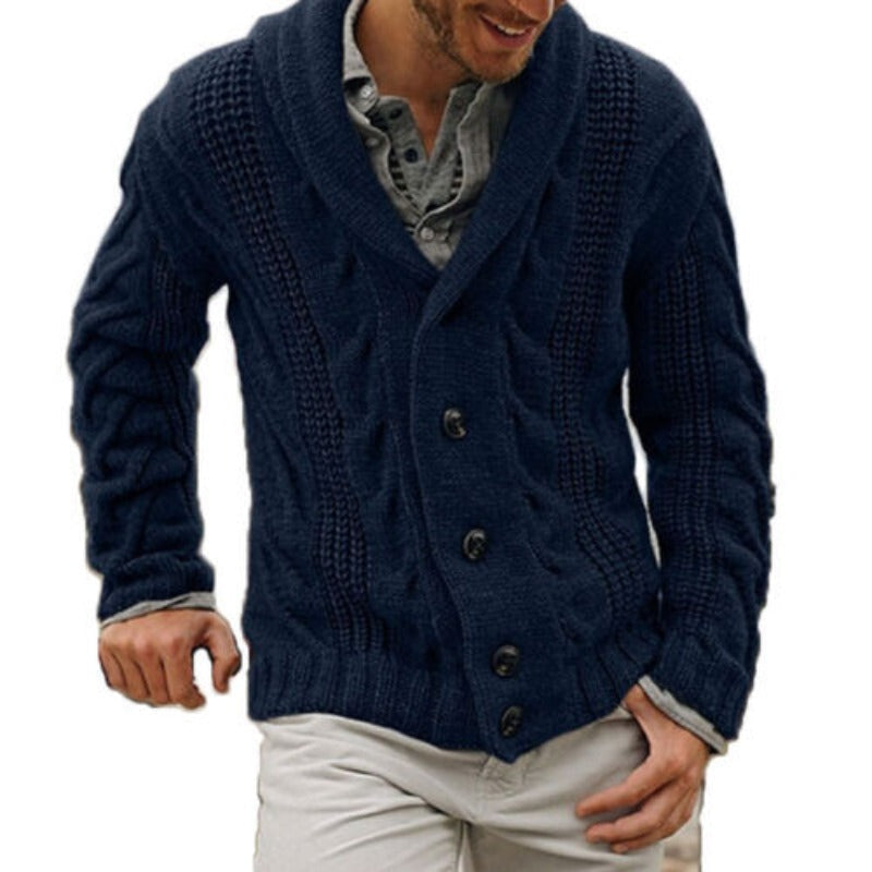 Men's Wool-Blend Button-Up Cardigan
