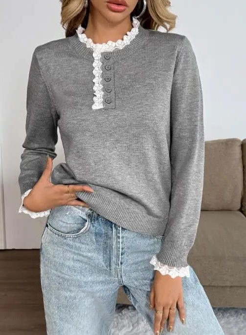 Women's Ribbed Knit Crew Neck Sweater