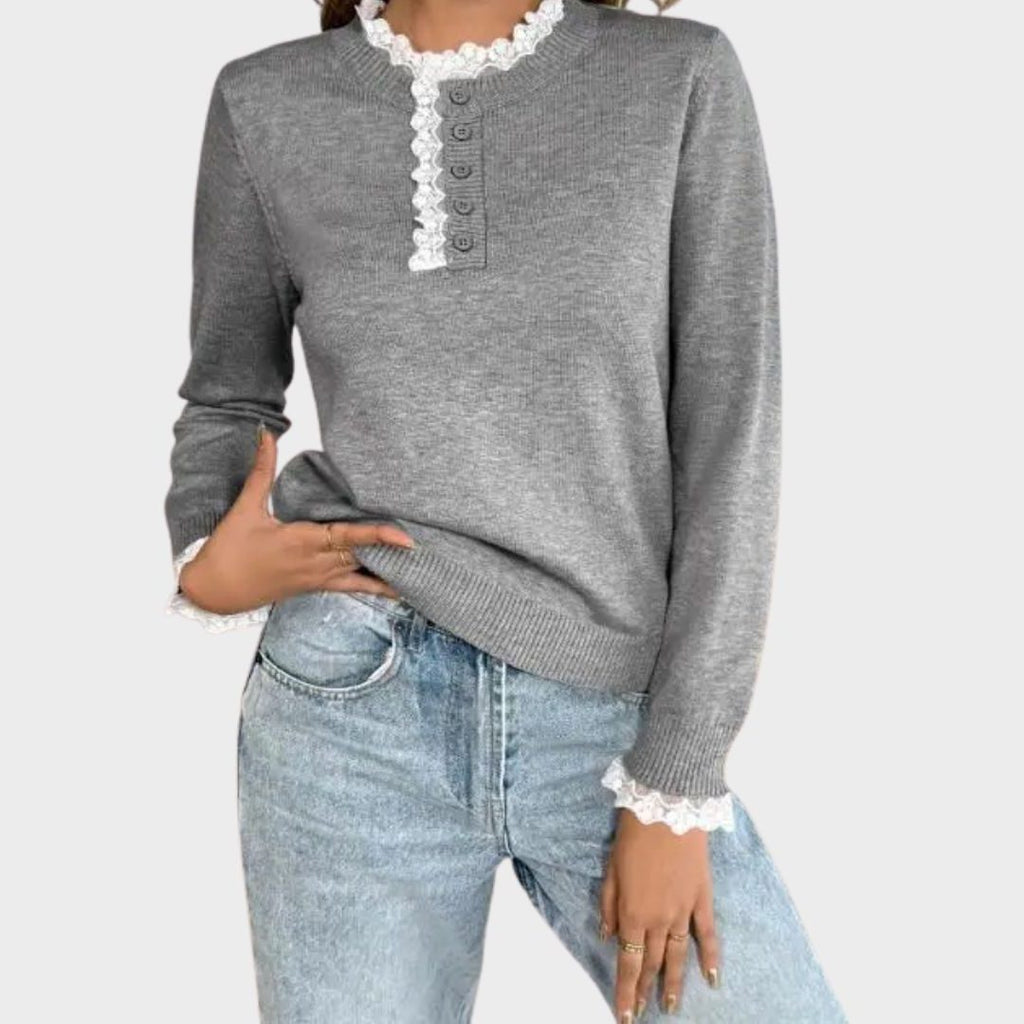 Women's Ribbed Knit Crew Neck Sweater