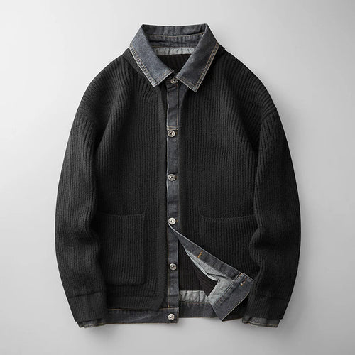 Men's Button-Front Knit Cardigan - Black