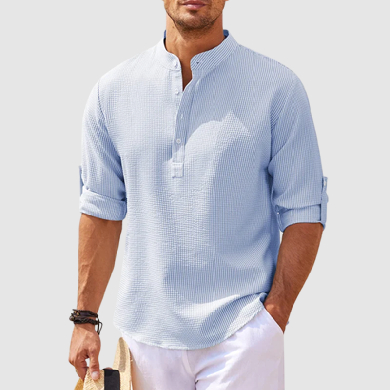 Men's Grandad Collar Popover Shirt