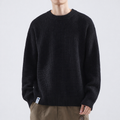 Men's Textured Crew Neck Sweater - Black