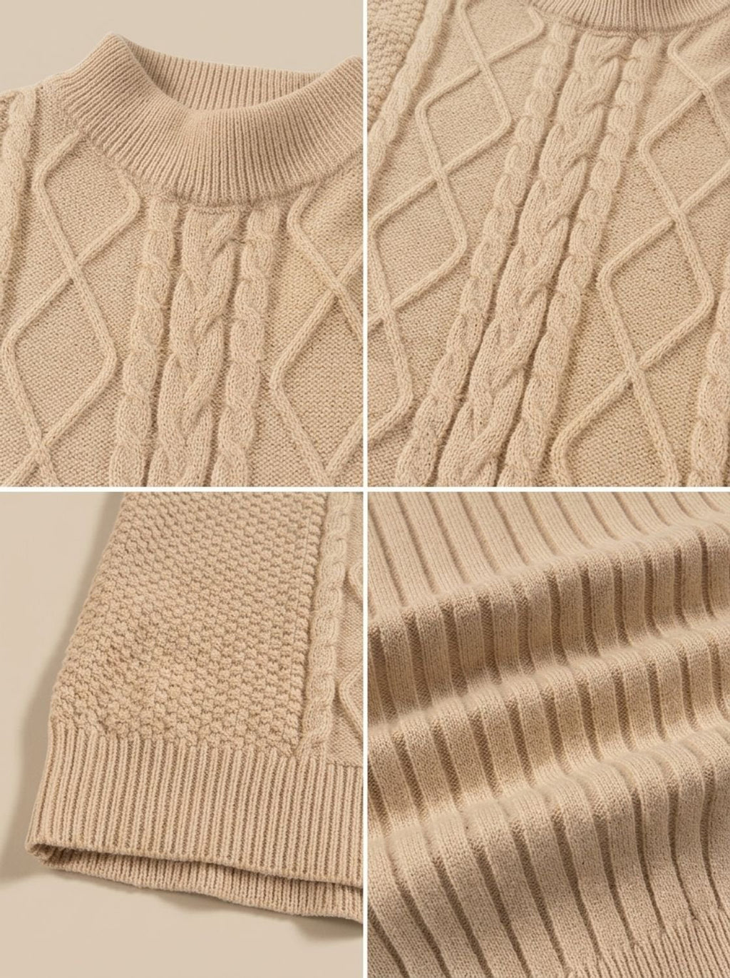 Men's Cotton Blend Cable-Knit Mock Neck Pullover