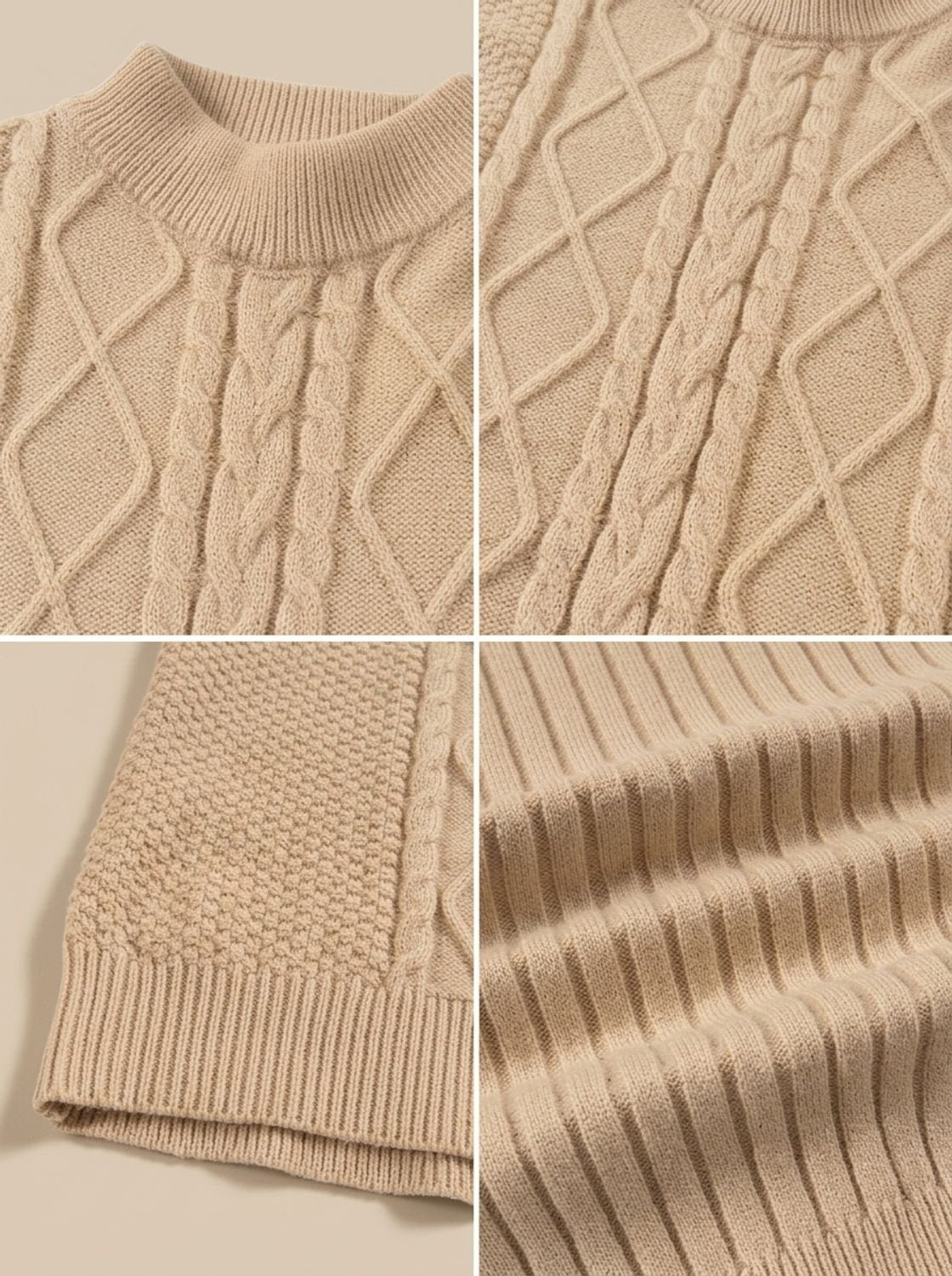 Men's Cotton Blend Cable-Knit Mock Neck Pullover