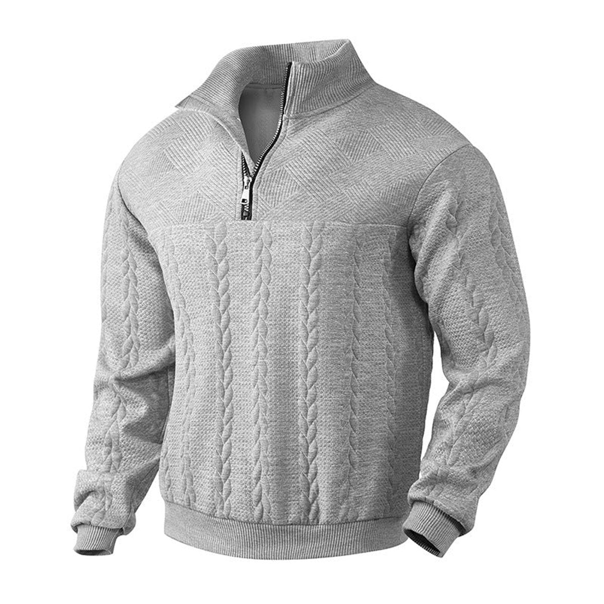 Men's Cable Knit Sweater Quarter-Zip Pullover