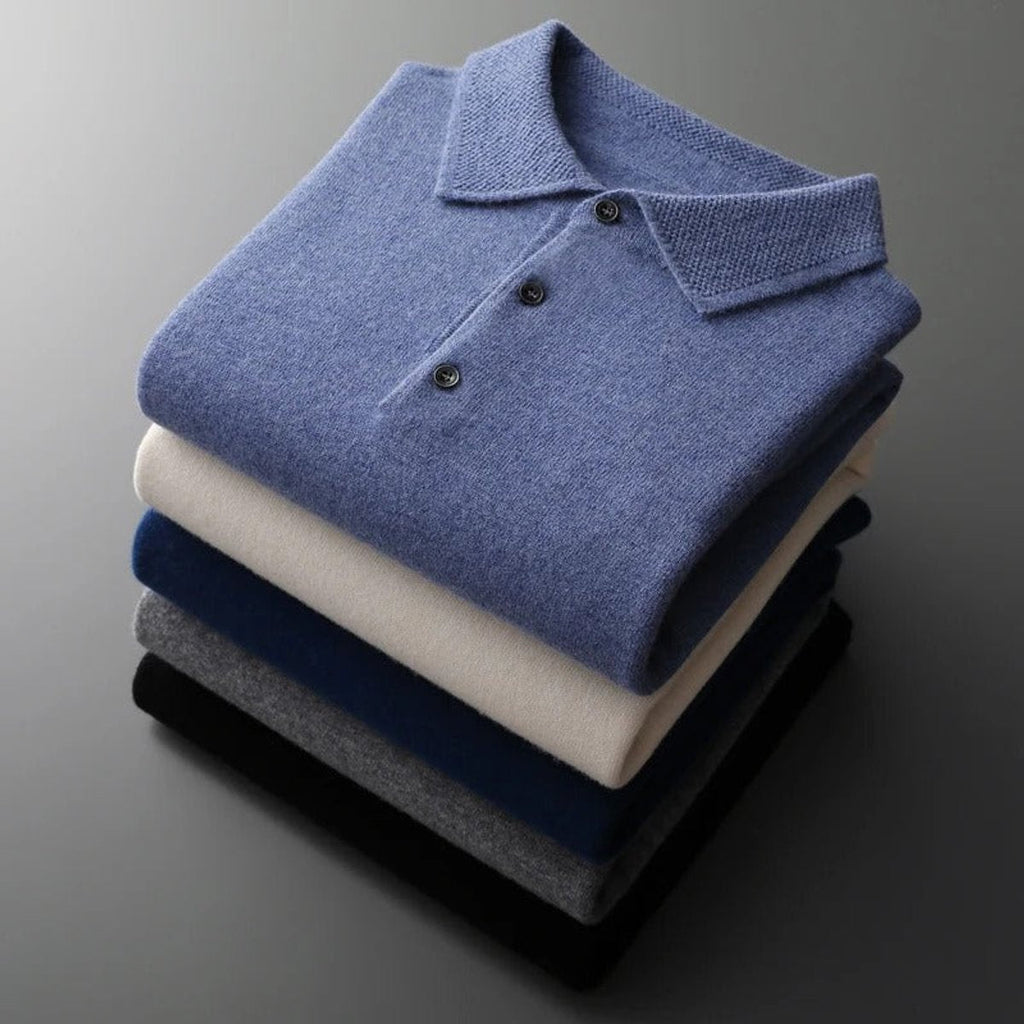 Men's Cashmere Polo Knit Sweater