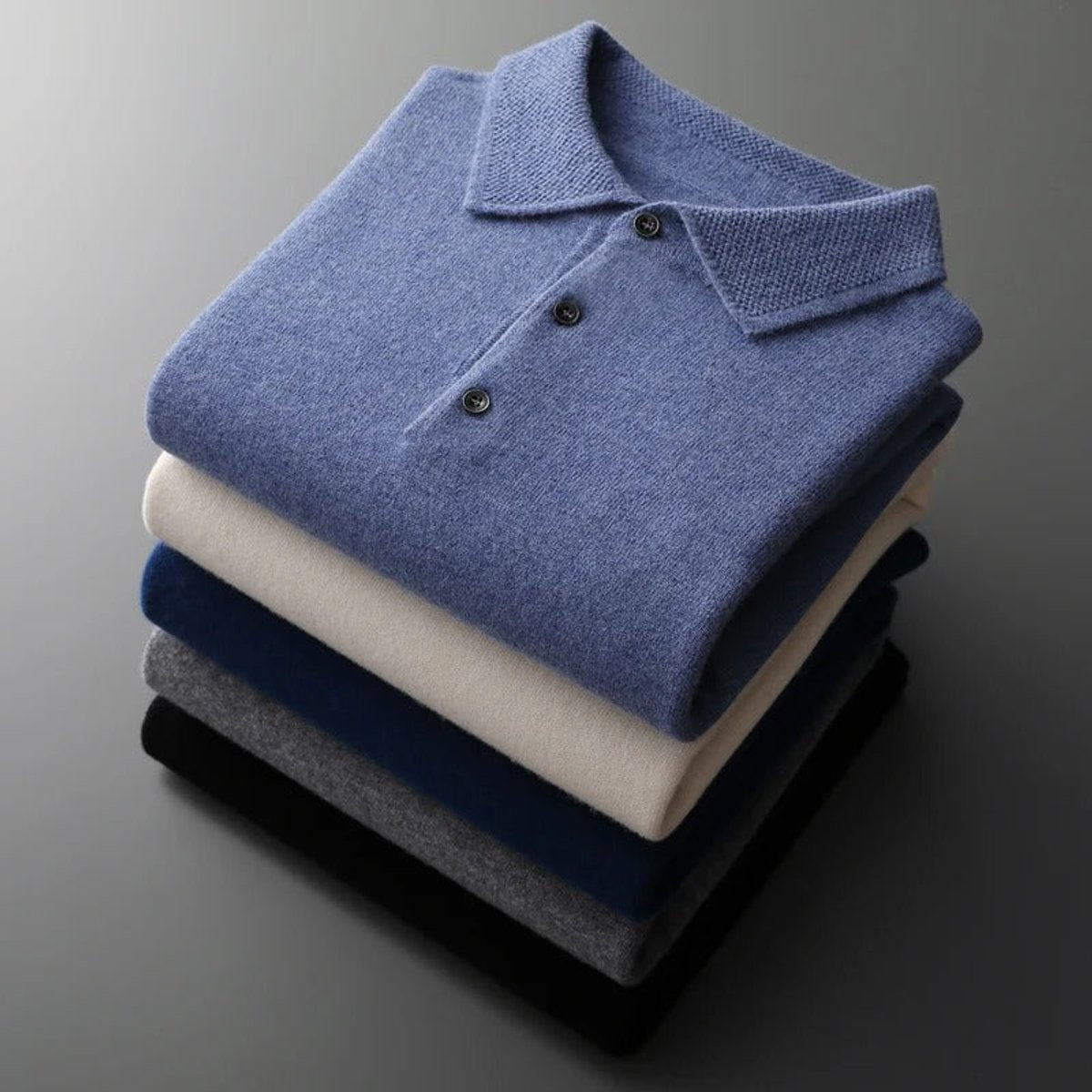 Men's Cashmere Polo Knit Sweater