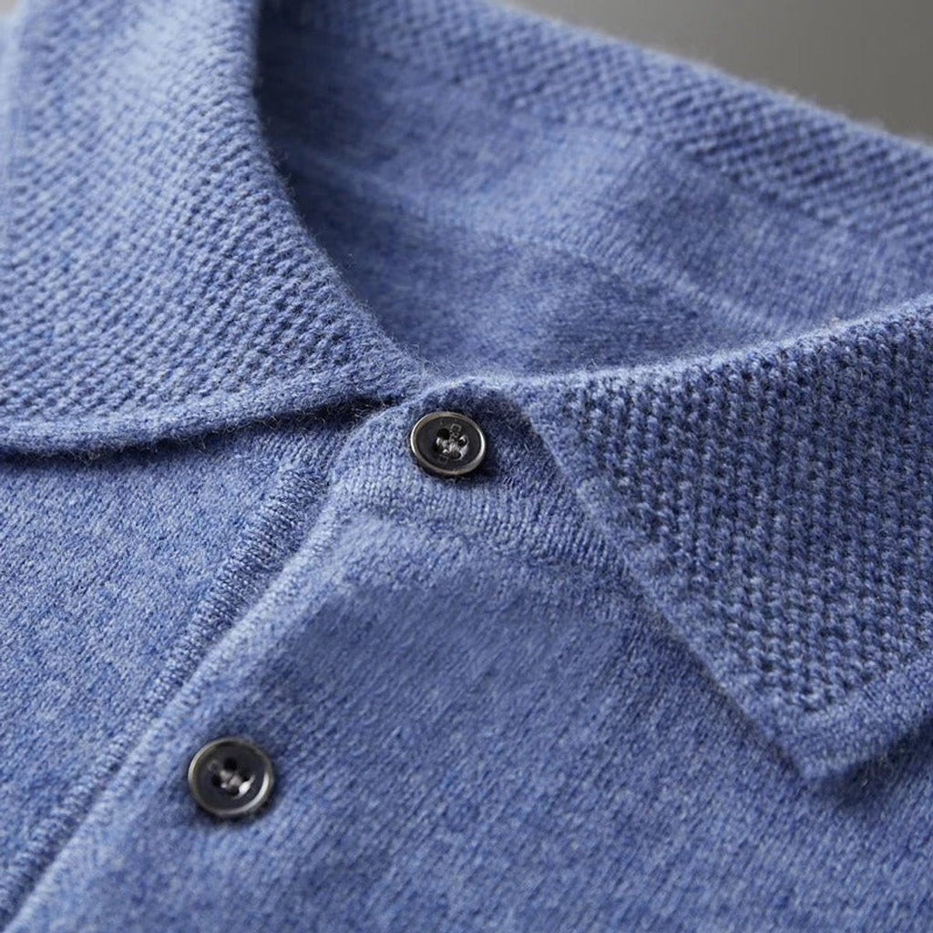 Men's Cashmere Polo Knit Sweater