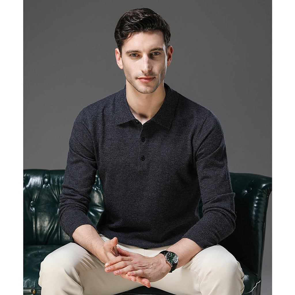 Men's Cashmere Polo Knit Sweater